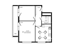Продается 2-комнатная квартира ЖК ПРИТЯЖЕНИЕ, литер 3, 59  м², 7670000 рублей