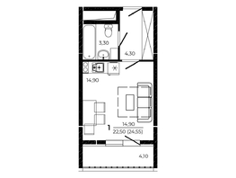 Продается Студия ЖК ПРИТЯЖЕНИЕ, литер 3, 24.55 м², 3608850 рублей