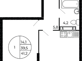 Продается 1-комнатная квартира ЖК Флора, литера 1.3, 40.75 м², 6194000 рублей
