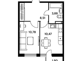 Продается 1-комнатная квартира ЖК Малина Парк, дом 1, 36.11 м², 5950000 рублей