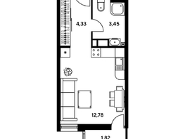 Продается Студия ЖК Гринсайд, 5.1-5.5, 22.13 м², 4190000 рублей