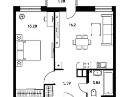 Продается 2-комнатная квартира ЖК Гринсайд, 5.1-5.5, 41.89 м², 6160000 рублей