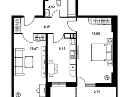 Продается 2-комнатная квартира ЖК Гринсайд, 5.1-5.5, 50.04 м², 7090000 рублей