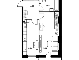 Продается 1-комнатная квартира ЖК Гринсайд, 5.1-5.5, 45.13 м², 5980000 рублей