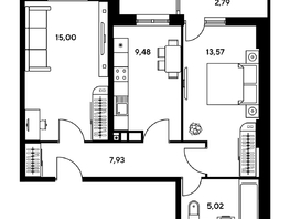 Продается 2-комнатная квартира ЖК Гринсайд, 5.1-5.5, 41.85 м², 5520000 рублей