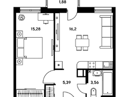 Продается 2-комнатная квартира ЖК Гринсайд, 5.1-5.5, 38.68 м², 5100000 рублей