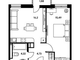 Продается 2-комнатная квартира ЖК Гринсайд, 5.1-5.5, 52.87 м², 8420000 рублей