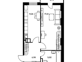 Продается 1-комнатная квартира ЖК Гринсайд, 3.1-3.4, 44.2 м², 7410000 рублей