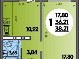 Продается 1-комнатная квартира ЖК Суворовский, литера 6, 38.21 м², 5101035 рублей