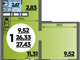 Продается Студия ЖК Суворовский, литера 6, 27.43  м², 3955406 рублей
