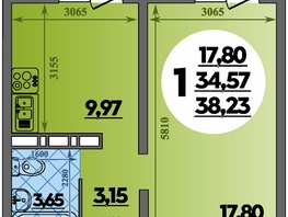 Продается 1-комнатная квартира ЖК Суворовский, литера 6, 38.23  м², 5279563 рублей