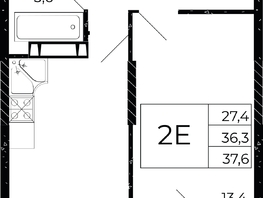 Продается 1-комнатная квартира ЖК Флора, литера 3.1, 37.6 м², 5500000 рублей