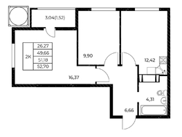 Продается 2-комнатная квартира ЖК Звезда Столицы 2, 52.7  м², 8063100 рублей