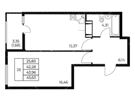 Продается 1-комнатная квартира ЖК Звезда Столицы 2, 45.63  м², 7893990 рублей