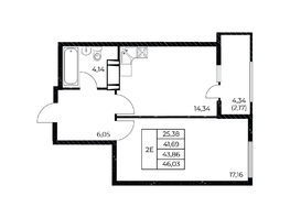 Продается 1-комнатная квартира ЖК Звезда Столицы 2, 46.03 м², 7180680 рублей