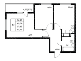 Продается 2-комнатная квартира ЖК Звезда Столицы 2, 53.99 м², 7666580 рублей