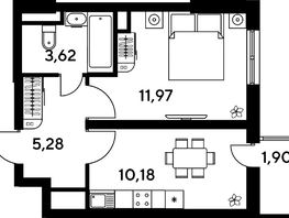Продается 1-комнатная квартира ЖК Малина Парк, дом 4, 32.84  м², 4990000 рублей