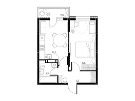 Продается 1-комнатная квартира ЖК Панорама на Театральном, литера 1, 38.1  м², 5962650 рублей
