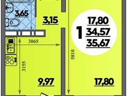 Продается 1-комнатная квартира ЖК Суворовский, литера 6, 35.67  м², 5005965 рублей