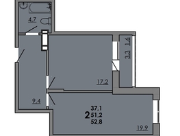 Продается 2-комнатная квартира ЖК Gray (Грэй), кв-л 11-2, 52.75  м², 7121250 рублей