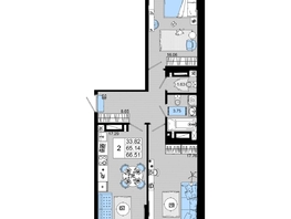 Продается 2-комнатная квартира ЖК Октябрь Парк, 2.2, 66.51  м², 8513280 рублей
