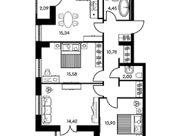 Продается 3-комнатная квартира ЖК Культура, дом 2, 79.55  м², 12790000 рублей