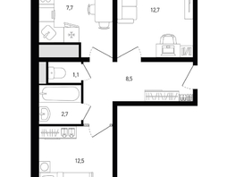 Продается 2-комнатная квартира ЖК Левенцовка Парк, лит 8-11 стр.2, сек.4,5, 46.8 м², 7048080 рублей