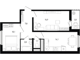 Продается 2-комнатная квартира ЖК 5 элемент Аске, лит 5-12 стр.1, сек.1,2, 52.3 м², 6249850 рублей