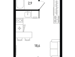 Продается 1-комнатная квартира ЖК 5 элемент Аске, лит 5-12 стр.2, сек.3,4,5,6, 22.8  м², 4076640 рублей