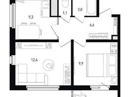 Продается 2-комнатная квартира ЖК 5 элемент Аске, лит 5-12 стр.1, сек.1,2, 43.2 м², 5130475 рублей