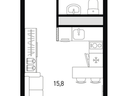 Продается 1-комнатная квартира ЖК 5 элемент Аске, лит 5-12 стр.1, сек.1,2, 20.9 м², 3254130 рублей