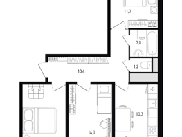 Продается 3-комнатная квартира ЖК 5 элемент Аске, лит 5-12 стр.1, сек.1,2, 65.4 м², 7848000 рублей