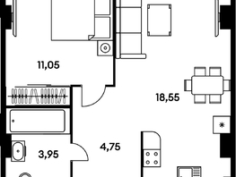 Продается 2-комнатная квартира ЖК Гринсайд, 5.1-5.5, 38.7 м², 9080000 рублей