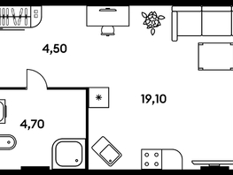 Продается 1-комнатная квартира ЖК Гринсайд, 5.1-5.5, 28.5 м², 7890000 рублей