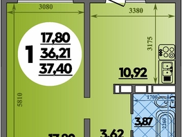 Продается 1-комнатная квартира ЖК Платовский, литер 13, 37.4  м², 4880700 рублей