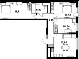 Продается 3-комнатная квартира ЖК Малина Парк, дом 4, 77.95  м², 8760000 рублей