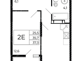 Продается 1-комнатная квартира ЖК Флора, литера 2.1, 37.3  м², 5360825 рублей