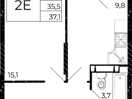 Продается 1-комнатная квартира ЖК Флора, литера 2.2, 37.1  м², 4748800 рублей