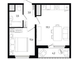 Продается 1-комнатная квартира ЖК Левенцовка Парк, лит 8-11 стр.1, сек.1,2,3, 39.1  м², 6256000 рублей