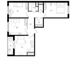 Продается 3-комнатная квартира ЖК Левенцовка Парк, лит 8-11 стр.2, сек.4,5, 73.3  м², 9829530 рублей