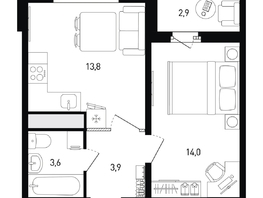 Продается 1-комнатная квартира ЖК 5 элемент Аске, лит 5-12 стр.2, сек.3,4,5,6, 36.7  м², 5974760 рублей