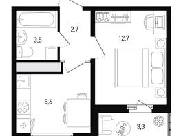 Продается 1-комнатная квартира ЖК 5 элемент Аске, лит 5-11 стр.1, сек.1,2,3,4, 29.2  м², 5037000 рублей