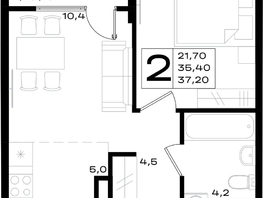 Продается 2-комнатная квартира ЖК Придонье, литер 3.1, 37.2  м², 4650000 рублей