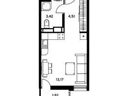 Продается Студия ЖК Гринсайд, 5.1-5.5, 22.49  м², 4250000 рублей