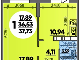 Продается 1-комнатная квартира ЖК Суворовский, литера 01, 37.73  м², 5312384 рублей