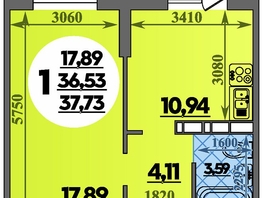 Продается 1-комнатная квартира ЖК Суворовский, литера 01, 37.73  м², 5252016 рублей