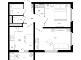 Продается 2-комнатная квартира ЖК Левенцовка Парк, лит 8-11 стр.2, сек.4,5, 46  м², 7226600 рублей