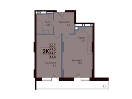 Продается 2-комнатная квартира ЖК ACADEMIA (Академия), 1 этап, 49.31  м&sup2;, 8210115 рублей