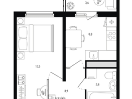 Продается 1-комнатная квартира ЖК Левенцовка Парк, лит 8-11 стр.1, сек.1,2,3, 31.1  м&sup2;, 5137876 рублей