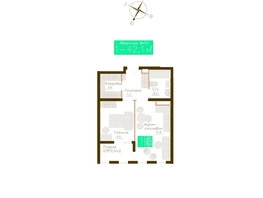 Продается 1-комнатная квартира ЖК Молодежное, корп 2, 40.2  м&sup2;, 6231000 рублей
